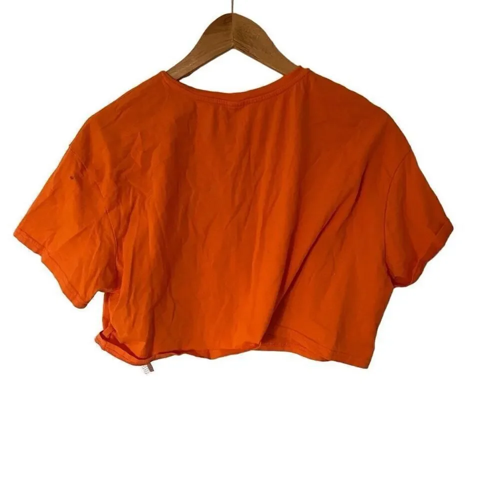 Lovely size teen 14y crop top short sleeve orange green